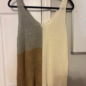 Blu Pepper Women's Color Block Tank Top - Gray, Cream, and Tan